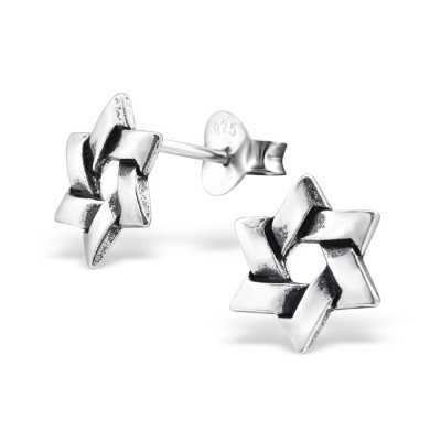 Star Of David Sterling Silver Ear Studs