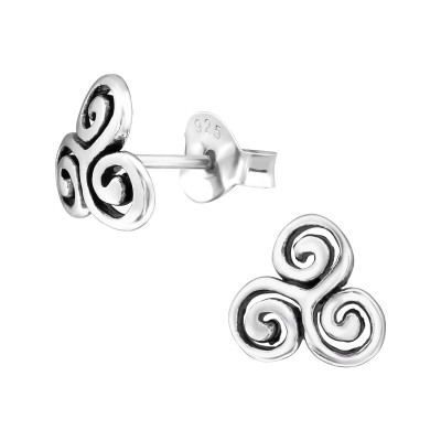 Silver Swirl Ear Studs