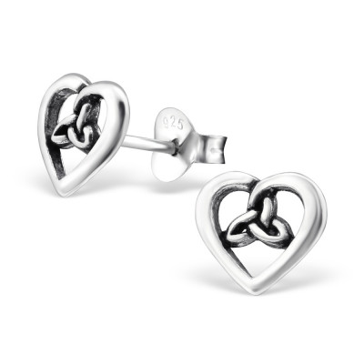 Silver Heart Ear Studs