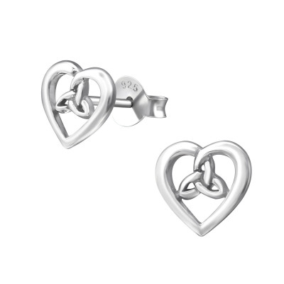 Silver Celtic Heart Ear Studs