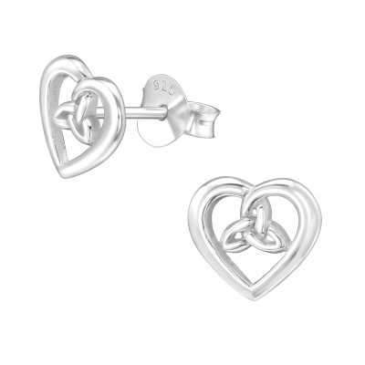 Silver Heart Ear Studs