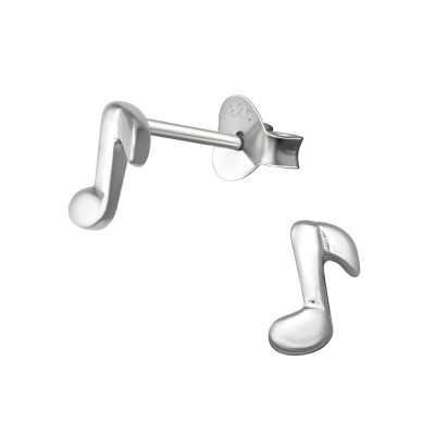 Musical Note Sterling Silver Ear Studs