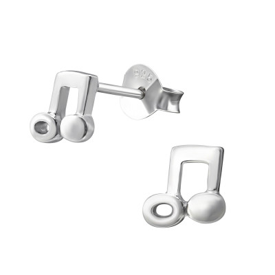 Musical Note Sterling Silver Ear Studs