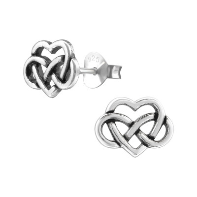 Silver Celtic Heart Ear Studs