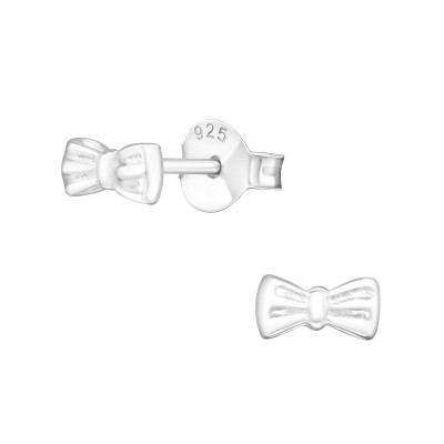 Silver Tie Bow Ear Studs