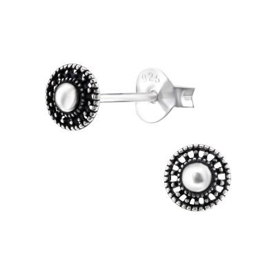 Silver Round Ear Studs