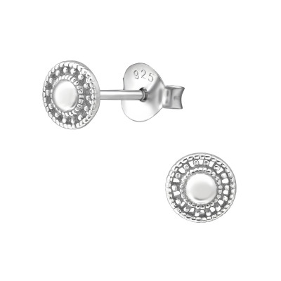 Round Sterling Silver Ear Studs