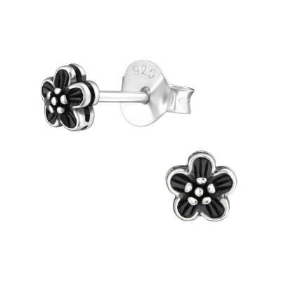 Silver Flower Ear Studs