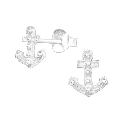 Silver Anchor Ear Studs