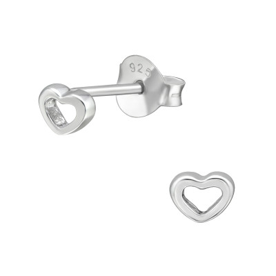 Silver Heart Ear Studs