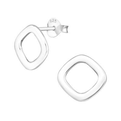 Silver Square Ear Studs