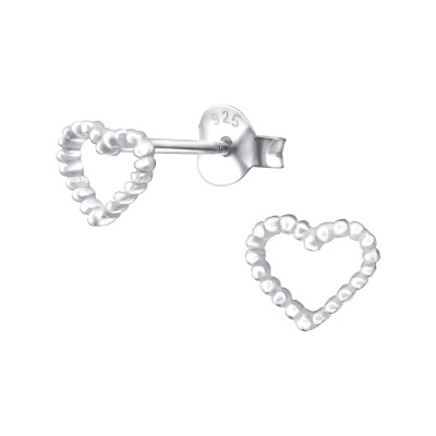 Silver Heart Ear Studs