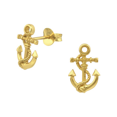 Silver Anchor Ear Studs