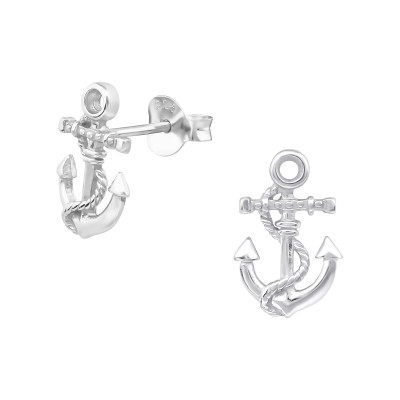 Silver Anchor Ear Studs