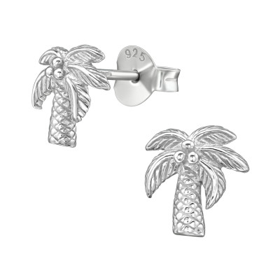 Silver Coconut Tree Ear Studs