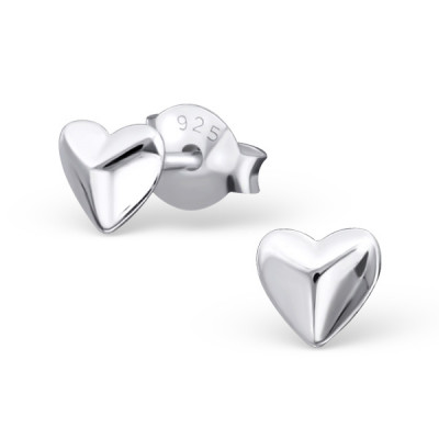 Silver Heart Ear Studs