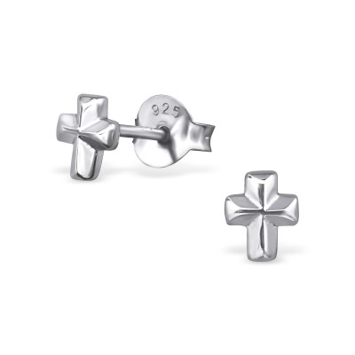 Cross Sterling Silver Ear Studs