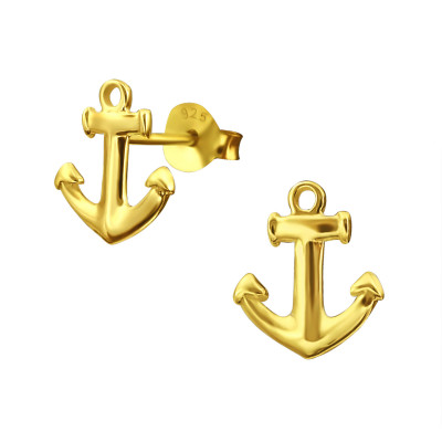 Silver Anchor Ear Studs