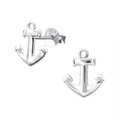 Silver Anchor Ear Studs