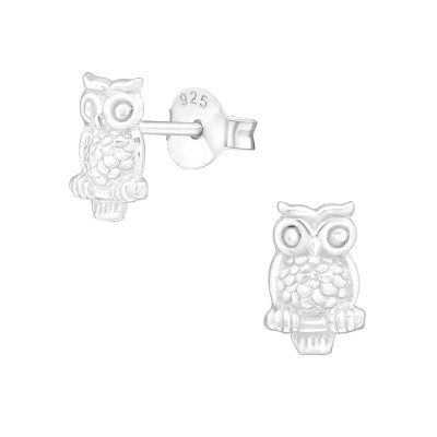 Silver Owl Ear Studs