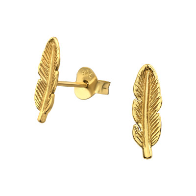 Silver Feather Ear Studs