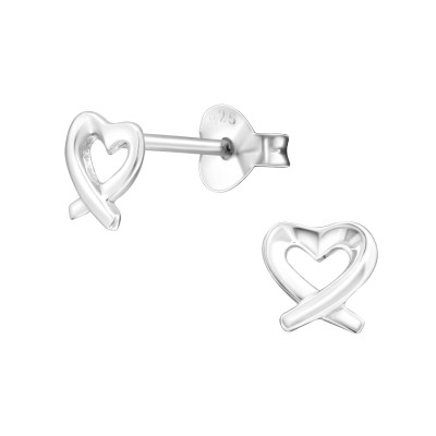 Silver Heart Ear Studs