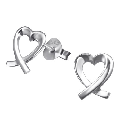 Heart Sterling Silver Ear Studs