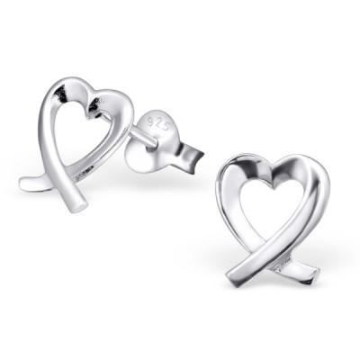 Silver Heart Ear Studs