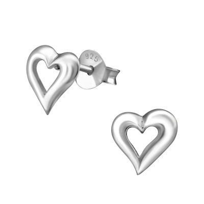 Heart Sterling Silver Ear Studs