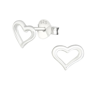 Silver Heart Ear Studs