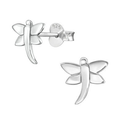 Silver Dragonfly Ear Studs