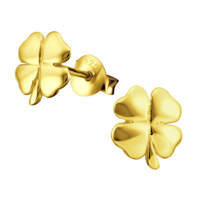 Silver Clover Ear Studs