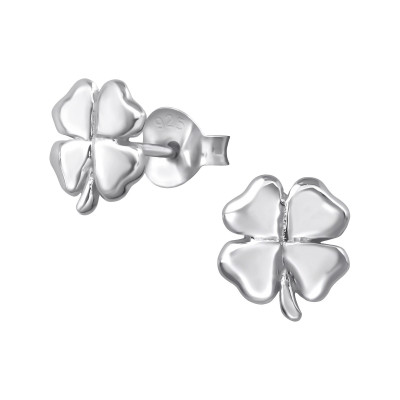 Lucky Clover Sterling Silver Ear Studs