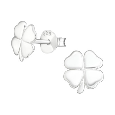 Silver Clover Ear Studs