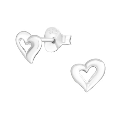 Silver Heart Ear Studs