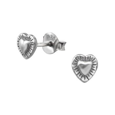 Silver Heart Ear Studs