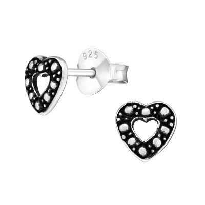 Silver Heart Ear Studs