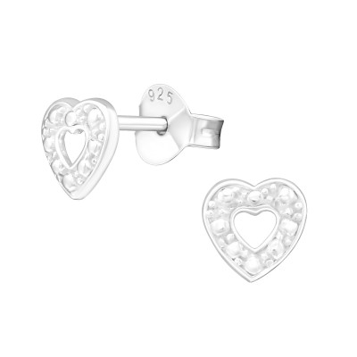 Silver Heart Ear Studs