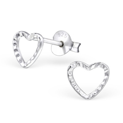 Silver Heart Ear Studs