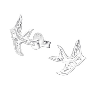 Silver Swallow Ear Studs