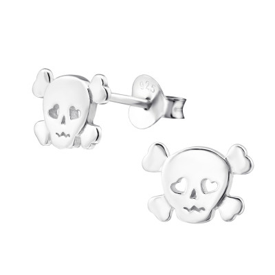 Silver Skull Ear Studs