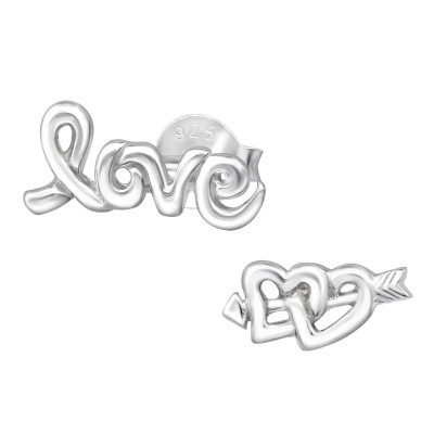 Silver Love Ear Studs