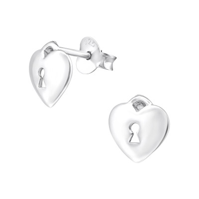 Silver Heart Ear Studs