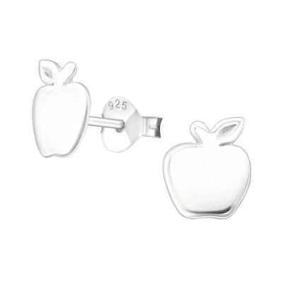 Silver Apple Ear Studs