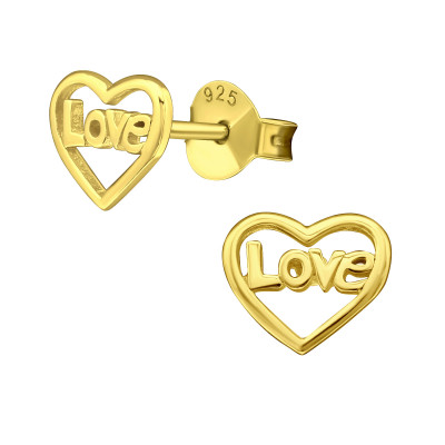 Silver Love Heart Ear Studs