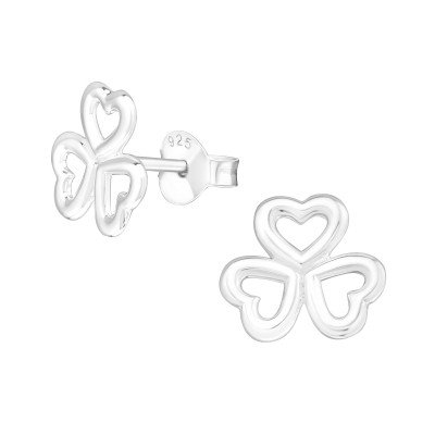 Silver Clover Leaf Ear Studs