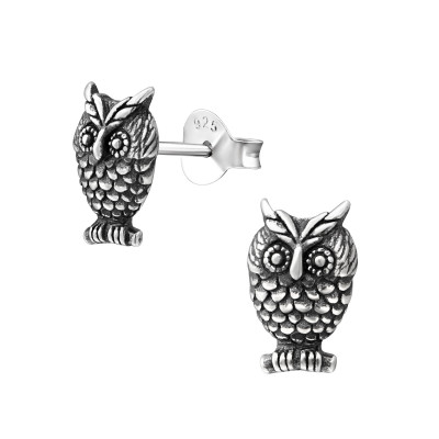 Owl Sterling Silver Ear Studs