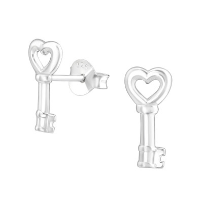 Silver Key Ear Studs