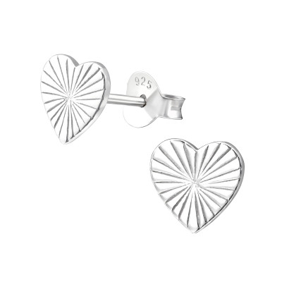 Silver Heart Ear Studs