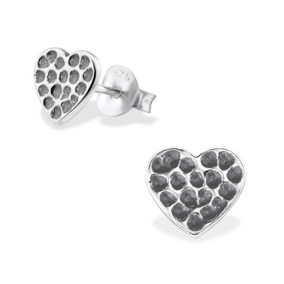 Heart Sterling Silver Ear Studs